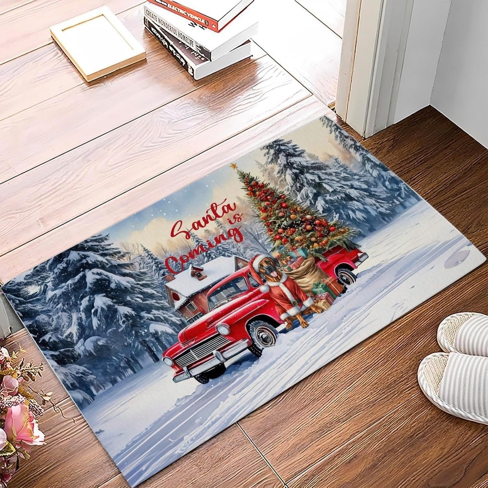 Merry Christmas Xmas Noel Truck Tree Doormat